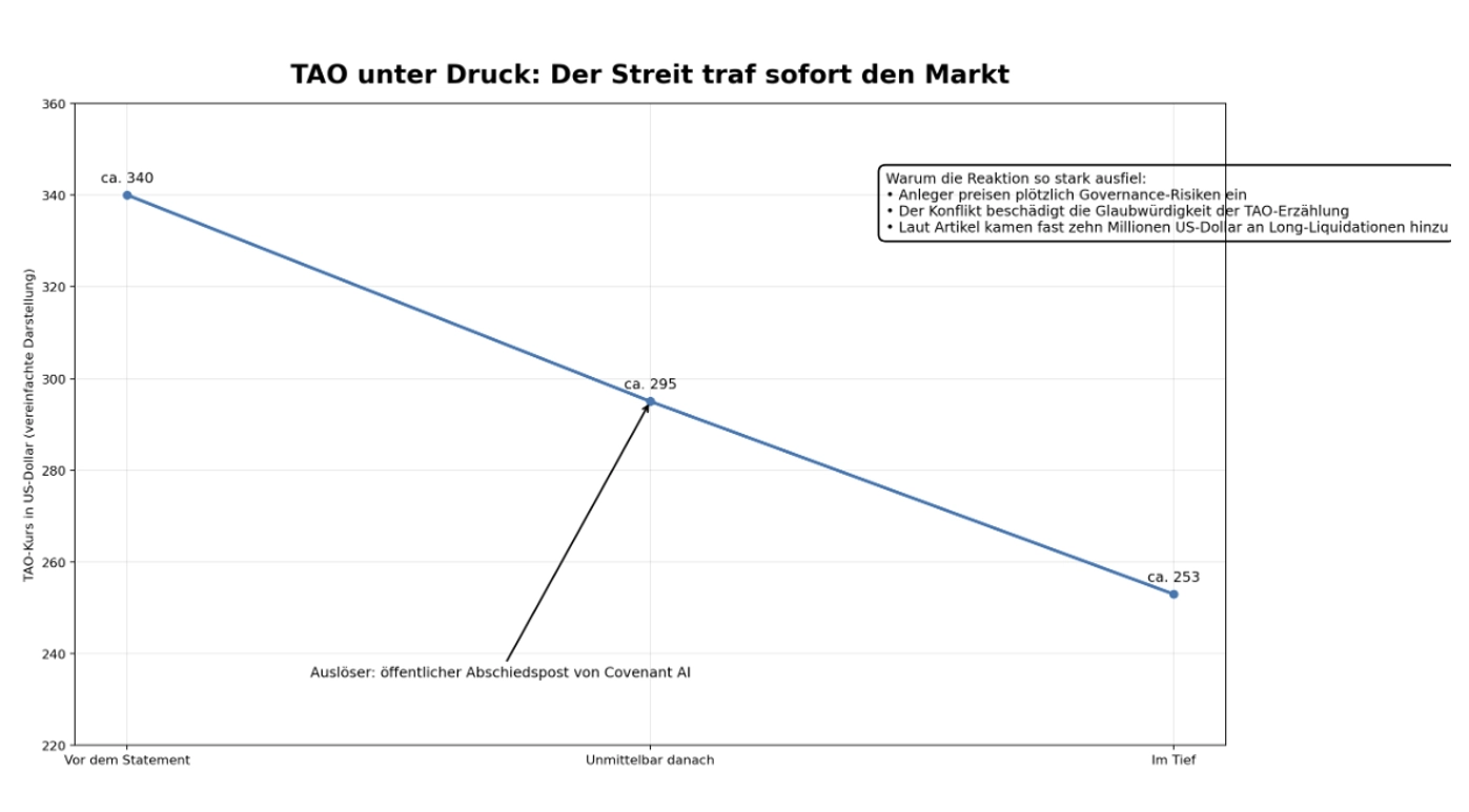 TAO Kursreaktion auf Covenant-Streit
